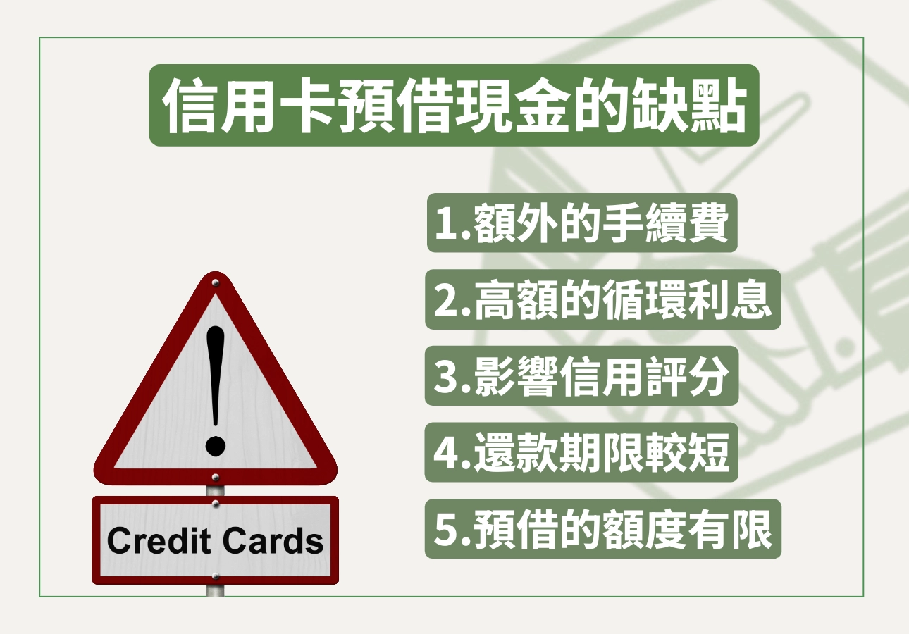 信用卡預借現金的缺點