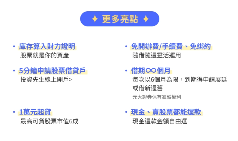 元大證劵股票貸款優點