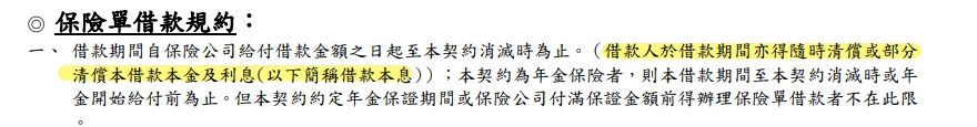 富邦人壽,保險單借款條約