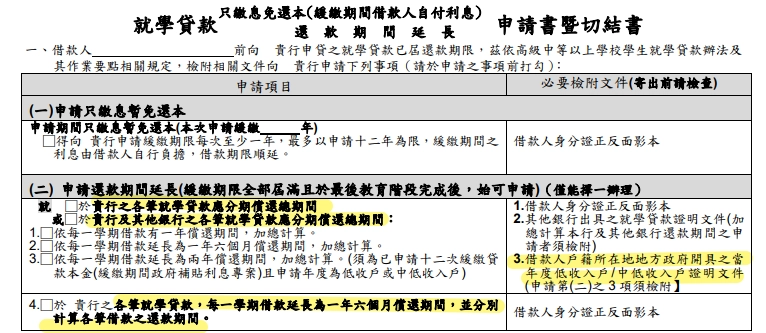 學貸延期申請