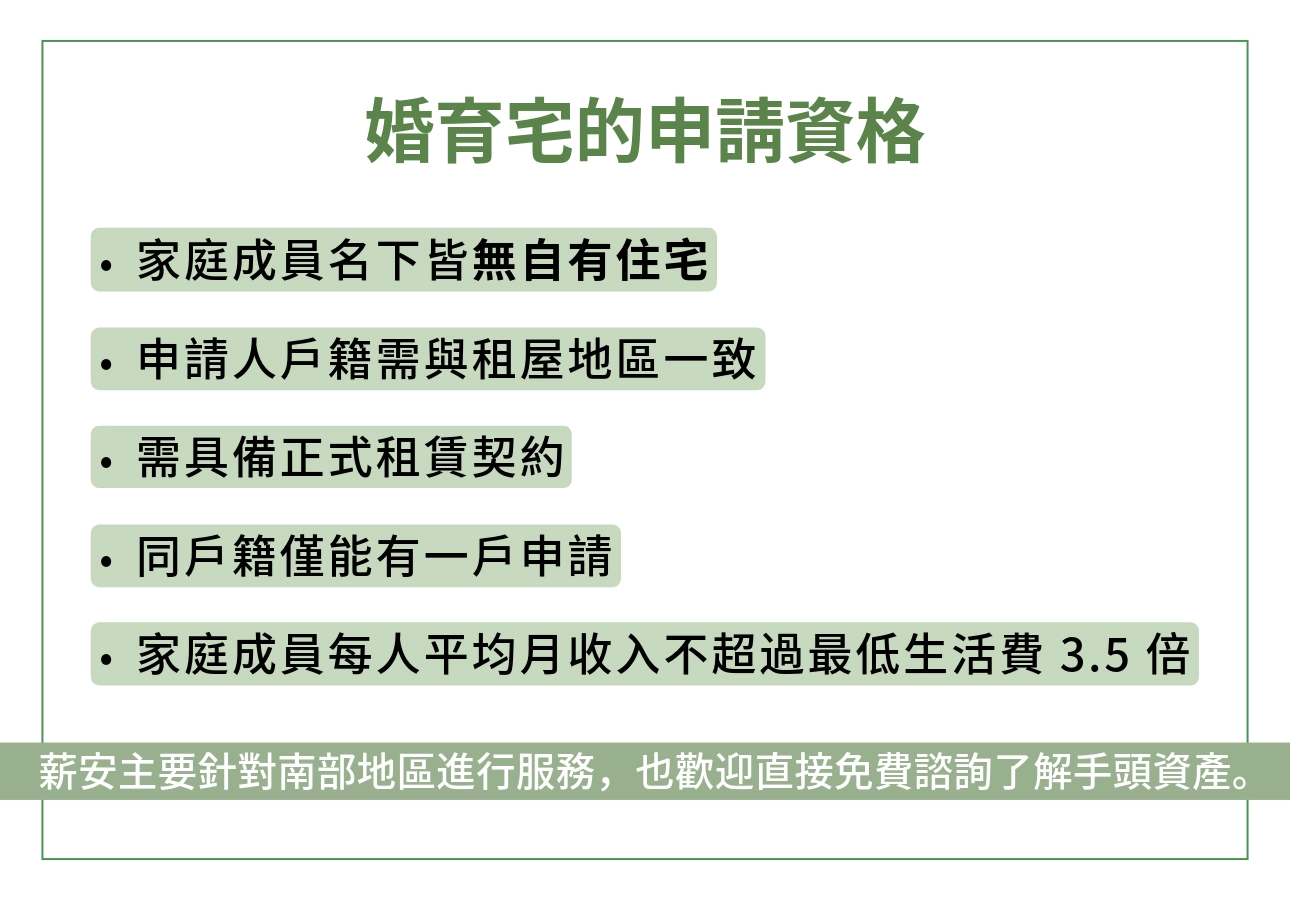 婚育宅的申請資格有哪些？