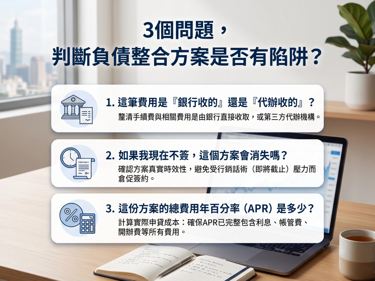 3個問題,判斷這份方案是否有負債整合陷阱