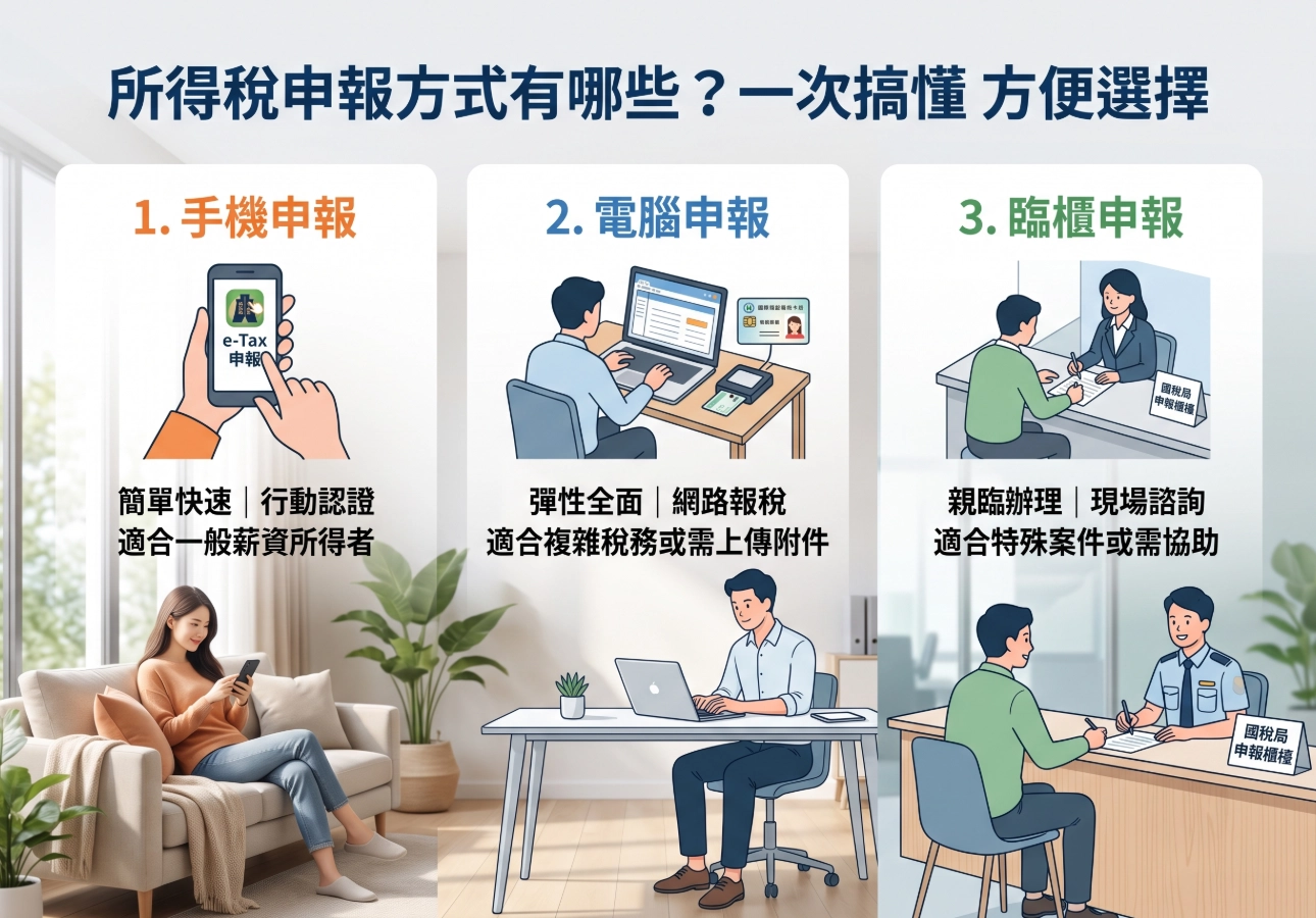 所得稅申報方式有哪些？手機、電腦、臨櫃一次比較
