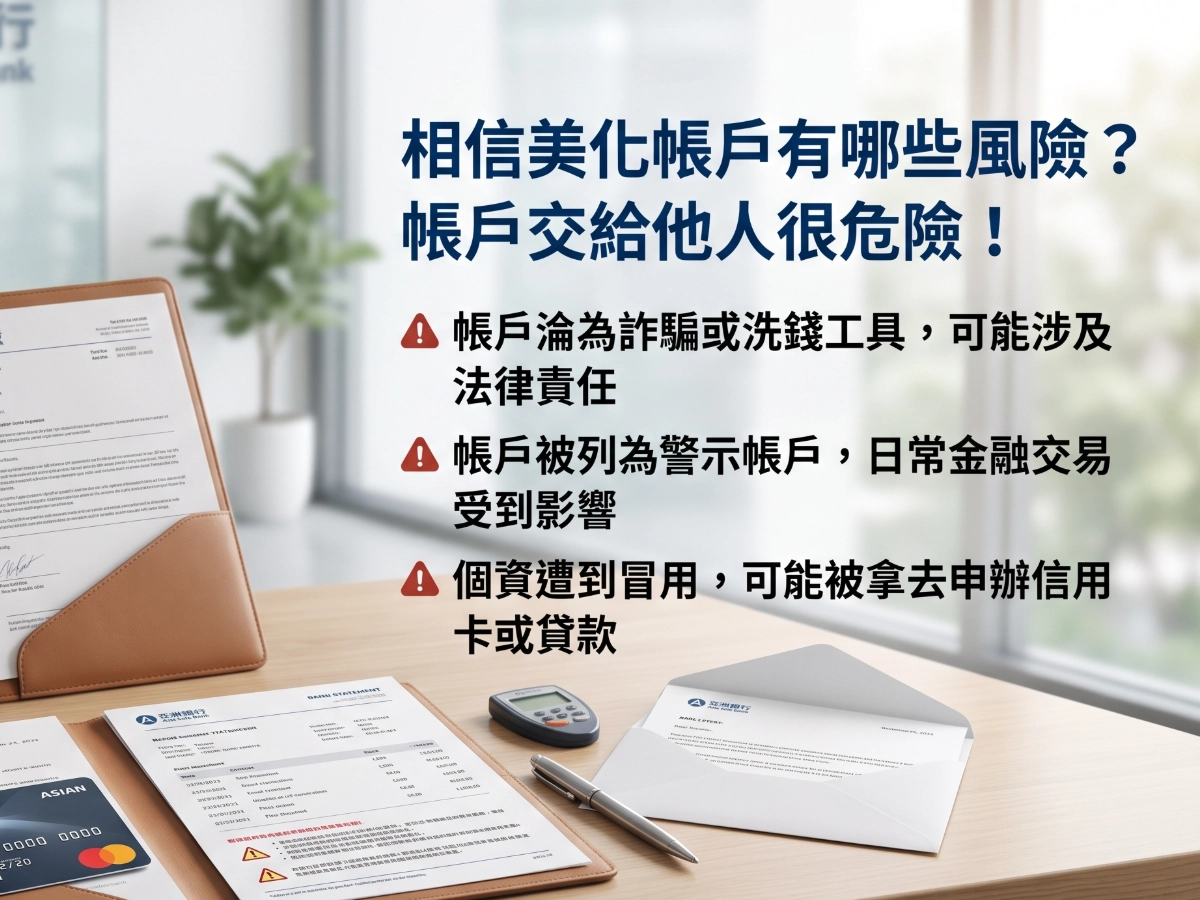 相信美化帳戶有哪些風險?帳戶交給他人很危險!